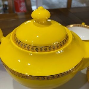 Teavana bone china tea set with real gold trim